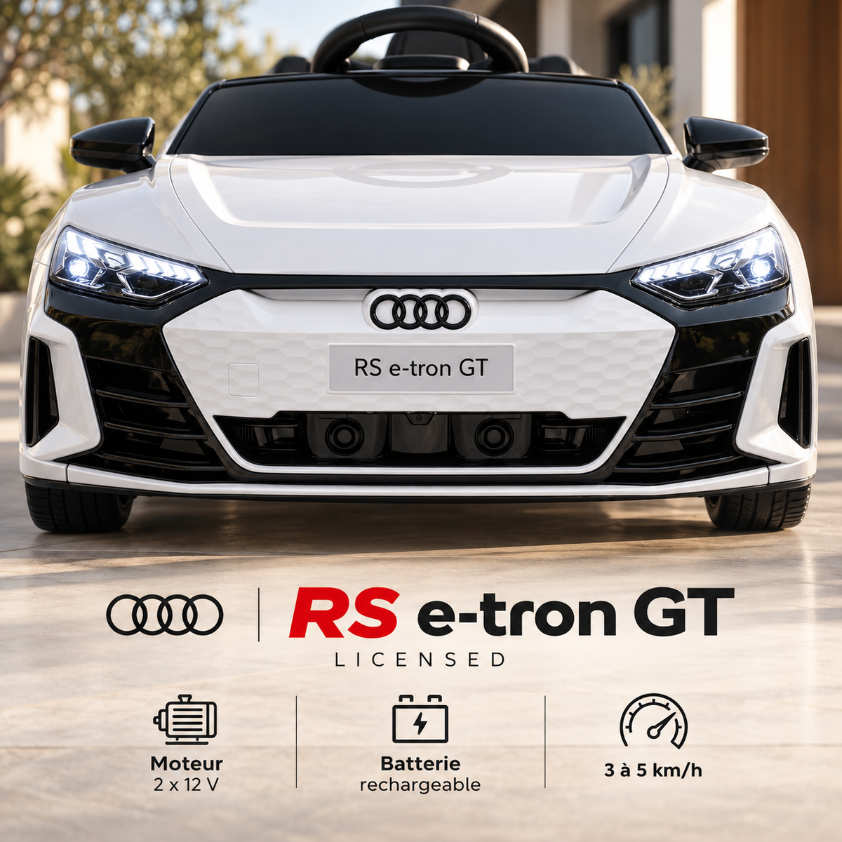 Voiture électrique enfant Audi RS e-tron GT blanche