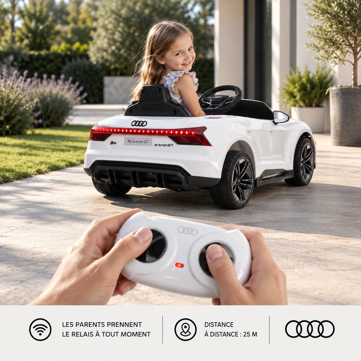 Voiture électrique enfant Audi RS e-tron GT blanche