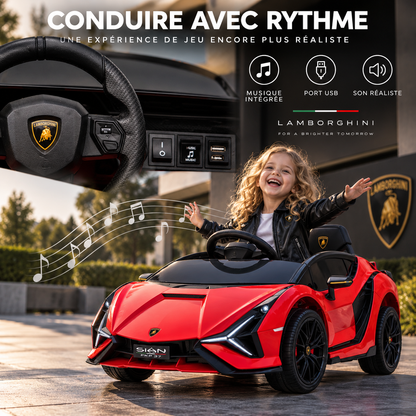 Voiture électrique enfant Lamborghini Sian rouge